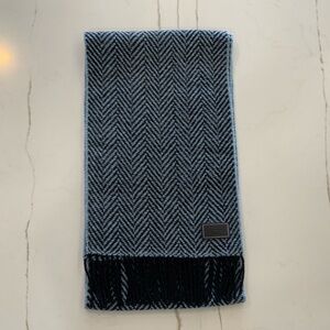 COACH Blue Herringbone Wool Scarf